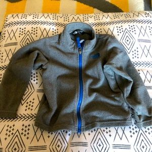 The North Face zip up fleece size 3T gray with royal blue zipper